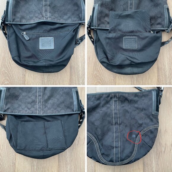 Vintage Coach Purse Hobo Signature Shoulder Bag Black Monogram 6279 Y2K - Picture 7 of 11